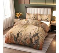 Ropa de Cama de Floral Botánico Vintage 240x220cm - Patrones Impresos Juego de Ropa de Cama para Todo el año Marrón 3 Piezas - con 2 Fundas de Almohada de 50 x 75 cm