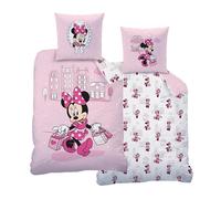 Ropa de cama de franela de 135 x 200 cm, ropa de cama de franela para niña, Minnie Mouse, suave para invierno, 1 funda de almohada de 80 x 80 cm + funda nórdica de 135 x 200 cm, 100 % algodón (Minnie