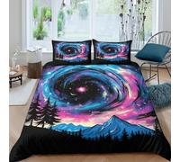 Ropa De Cama De Luces del Norte Juego De Funda De Edredón Estampado 3D Microfibra con 2 Fundas De Almohada Aplicable A para Adultos Y Niños King（220x240cm）