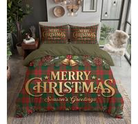 Ropa de Cama de Microfibra 155x220cm Navidad Fondo | Juegos de Ropa de Cama Cuadriculado Piña 3 Piezas con Cremallera, Funda Nórdica con 2 Funda de Almohada 50 x 75 cm