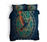 Ropa de Cama Decorativa 220x240cm Tótem del Cuervo Funda nórdica Cama de Lujo Funda de Descanso Cuatro Estaciones, Microfibra Transpirable, diseño Doble, fácil Cierre