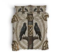 Ropa de Cama Decorativa 220x240cm Tótem del Cuervo Funda nórdica Cama de Lujo Funda de Descanso Cuatro Estaciones, Microfibra Transpirable, diseño Doble, fácil Cierre