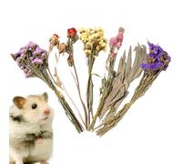 Ropa de cama floral de hámster | Mezcla de heno natural con hierbas y flores, accesorios decorativos para jaulas perfumadas para mascotas pequeñas como cobayas, jerbos y lemmings | Decoración de hábit