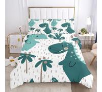 Ropa de cama infantil con diseño de dinosaurios, 135 x 200 cm, diseño de animales de dibujos animados, dinosaurios, con funda de almohada (A-1, 200 x 200 cm)