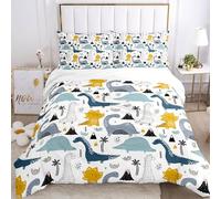 Ropa de cama infantil con diseño de dinosaurios, 135 x 200 cm, diseño de animales de dibujos animados, dinosaurios, con funda de almohada (A-2, 220 x 240 cm)
