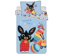Ropa de cama infantil con motivo reversible Bing Bunny, Amma & Sula Ball Xylophone Car Blue, Edredón 100 x 135 + Almohada 40 x 60 cm, 100% algodón para niños