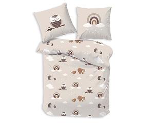 Ropa de Cama Infantil de 135 x 200 cm, 80 x 80 cm, Arco Iris, búho y Animales del Bosque, niños, 100% algodón (búho)
