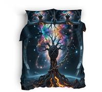 Ropa de Cama Invierno 150x220 cm Árboles Mágicos Coloridos Ropa de Cama Moderna Cubierta Decorativa con Microfibra Suave, Cremallera Oculta, Doble Cara, no Pierde Color