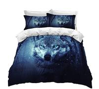 Ropa de Cama Juego de Funda nórdica 3D Animal Lobo Bosque Nevado Paisaje Juego de Cama Niños Chico Chica Funda de edredón Funda de Almohada (Estilo 3, 150x220 cm - Cama 90 cm)