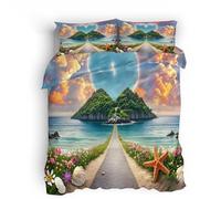 Ropa de Cama Matrimonio 200x200cm Hermosa Carretera De La Isla Funda nórdica Cama Infantil Funda Reversible de Microfibra Suave y Transpirable con Cremallera Oculta y Estampado Doble Cara