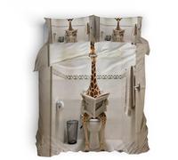 Ropa de Cama Matrimonio 200x200cm La Jirafa Va Al Baño Y Lee El Periódico. Ropa de Cama Juvenil Textil de Microfibra con diseño Reversible, Cremallera Oculta, Suave, Uso Todo el año