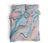 Ropa de Cama Matrimonio 200x200cm Mármol Color Textura Dorada Ropa de Cama Juvenil Textil de Microfibra con diseño Reversible, Cremallera Oculta, Suave, Uso Todo el año
