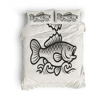 Ropa de Cama Matrimonio 200x200cm Pez De Dibujos Animados Ropa de Cama Juvenil Textil de Microfibra con diseño Reversible, Cremallera Oculta, Suave, Uso Todo el año