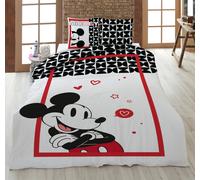Ropa De Cama Mickey En Amor Blanca Roja 135 X 200 Cm, 80 X 80 Cm