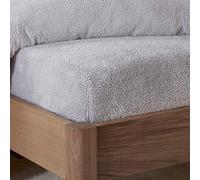 Ropa de Cama Sleepdown - Sábana Bajera Ajustable de Forro Polar, térmica, Lisa, cálida, Agradable y Supersuave, Color Gris, 150 x 200 x 32 cm