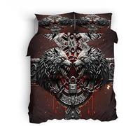 Ropa de Cama Verano 200x200cm Tótem del Lobo De Hierro Ropa de Cama Invierno Tela de Microfibra con Cremallera Oculta, Doble Estampado, Uso en Invierno y Verano