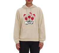 Ropa de casa,Detalle navideño,Womens Christmas Hoodies Casual Long Sleeve Pullover Tops Wine Glass Xmas Hat Sweatshirts Chaqueta Sudadera Mujer (Beige, 3XL)