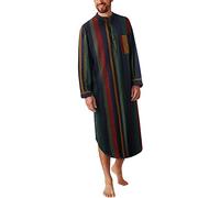 Ropa de casa para hombre, camiseta: camisón de manga larga para hombre, traje de casa de estilo retro, pijama de manga larga, ligero, bata de dormir, de algodón, con cinturón, pijama de sauna unisex