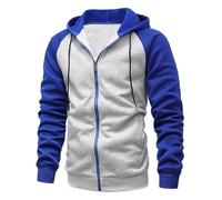 Ropa de caza con capucha para hombre, sudadera con capucha con cremallera estructurada amplia chaqueta con mangas insertadas sudadera búho, Blu-1, S