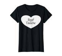 Ropa de corazón de sebo de Res | Diseño Divertido para Amantes del sebo Camiseta gráfica económica, Mujer, Negro, L
