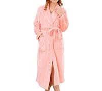 Ropa De Descanso Para Mujer, Bata De Franela Lisa, Bata De Baño De Invierno, Ropa De Dormir De Manga Larga, Camisón Femenino De Lana Coral,rosa 2,L