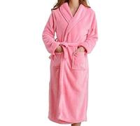 Ropa De Descanso Para Mujer, Bata De Franela Lisa, Bata De Baño De Invierno, Ropa De Dormir De Manga Larga, Camisón Femenino De Lana Coral,rosa 1,L