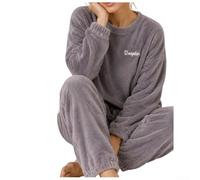 Ropa de Descanso para mujer para forro para polar Bolsillos Laterales(Gray One Size)