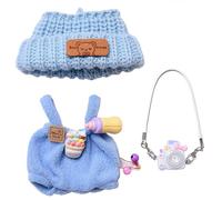 Ropa de diseador para muecas de 15 cm/17 cm Accesorios de traje de punto para muecas Labooboo con suter azul Cmara blanca en general y gorro
