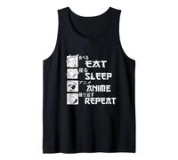 Ropa de Dormir Anime 18+ Otaku Relax Cosplay Comer Dormir Repetir Camiseta sin Mangas