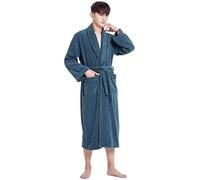 Ropa De Dormir Batas De Toalla De Algodón Vestido De Invierno Para Mujer Bata Para El Hogar Camisón Suelto Ropa De Salón Lencería,Verde Oscuro,L