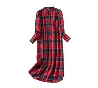 Ropa de dormir de manga larga para mujer, camisón corto de algodón, ropa de dormir, elegante, ropa de dormir, ropa de dormir ligera, cómoda, vestido informal para todas las noches, rojo, M