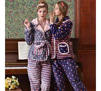Ropa De Dormir Pijamas Dos Piezas Pijama De Mujer Gruesa Franela Kimono Albornoz Cálido Coral Polar Servicio A Domicilio Conjunto