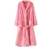 Ropa De Dormir Unisex De Invierno, Bata De Franela Lisa, Albornoz Cálido, Ropa De Dormir De Manga Larga, Kimono Para Parejas, Ropa De Descanso Informal,Rosa,L