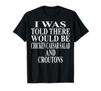 Ropa de Ensalada de Pollo César | Impresionante diseño Divertido de crutones Camiseta gráfica económica, Hombre, Negro, XL