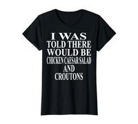 Ropa de Ensalada de Pollo César | Impresionante diseño Divertido de crutones Camiseta gráfica económica, Mujer, Negro, XS