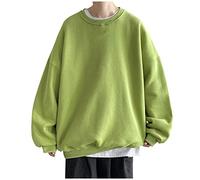 Ropa de entrenamiento para hombre Casual Camisas sólidas para hombre con hombros caídos, mangas, top, cuello redondo, sudadera de moda sólida, sudadera sin hombre, verde, 3XL
