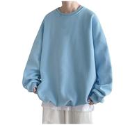 Ropa de entrenamiento para hombre Casual Camisas sólidas para hombre con hombros caídos, mangas, top, cuello redondo, sudadera de moda sólida, sudadera sin hombre, azul celeste, XL
