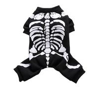 Ropa de esqueleto para perro - Disfraz de cachorro de Halloween con capucha de esqueleto brillante, disfraz de calavera para perros medianos | Mono ligero para perro con diseño de hueso, ropa