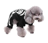 Ropa de esqueleto para perro, perro, gato, Halloween, patrón de hueso, disfraz de esqueleto espeluznante, overol con capucha brillante con hueso impreso, vestido de Halloween para cachorros, eventos
