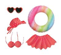 Ropa de gansos de porche, traje de gansos de temporada, anillo de natación de bikini, sombrero de gafas de sol, estatua, accesorios de decoración de jardín, arte hawaiano de césped para patio de 23