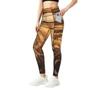 Ropa de gimnasio para mujer con estampado de campo de trigo, conjuntos de entrenamiento con control de abdomen, ropa de fitness, Negro, XL