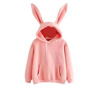 Ropa de gimnasio para mujer, informal, a la moda, color liso, holgada, sudadera cómoda, rosa, M