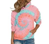 Ropa de gimnasio para mujer, suéter casual de manga larga con bolsillo, camisetas de gran tamaño para mujer, rosa, M