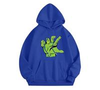 Ropa de Halloween para mujer, sudadera con capucha estampada de moda para jóvenes, azul, M