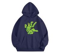 Ropa de Halloween para mujer, sudadera con capucha estampada de moda para jóvenes, azul marino, XXL
