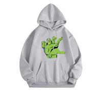 Ropa de Halloween para mujer, sudadera con capucha estampada de moda para jóvenes, gris, XL