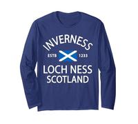 Ropa de Historia Escocesa - Loch Ness - Inverness Escocia Manga Larga, Unisex para Adultos, Azul Marino, XL