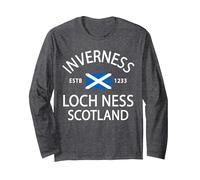 Ropa de Historia Escocesa - Loch Ness - Inverness Escocia Manga Larga, Unisex para Adultos, Jaspeado Oscuro, M
