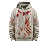 Ropa de hombre hombre Halloween sudadera con capucha estampado sangriento suéter casual corte holgado sudadera cálida cómoda estilo urbano estilo gótico sudadera con botones, c, XL