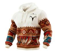 Ropa de hombre vintage con capucha con capucha para hombre elegante sudadera con capucha suéter azteca con capucha estampado occidental clásico carnaval colonia traje de manga larga rayas deporte